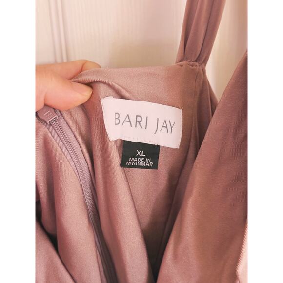 Bari Jay Satin Shoulder Tie Cowl Neck Midi Dress Mauve Pink XL Cocktail Event - Picture 4 of 6